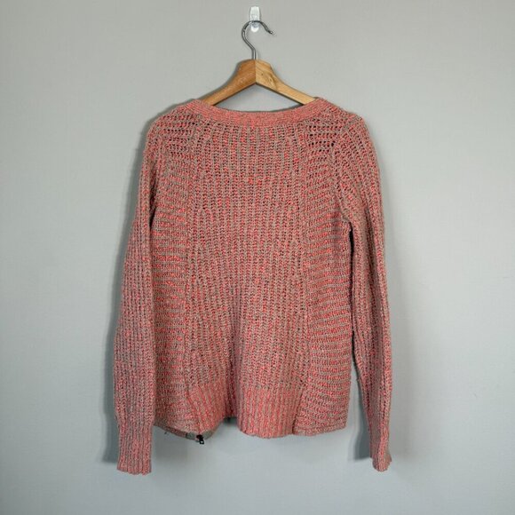 Anthropologie Moth Wool Alpaca Knit V-Neck Sweater Pullover Women's Medium Pink - Picture 4 of 15